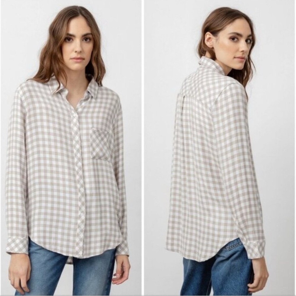 Rails Women's Cream and Beige Plaid Button Down Shirt